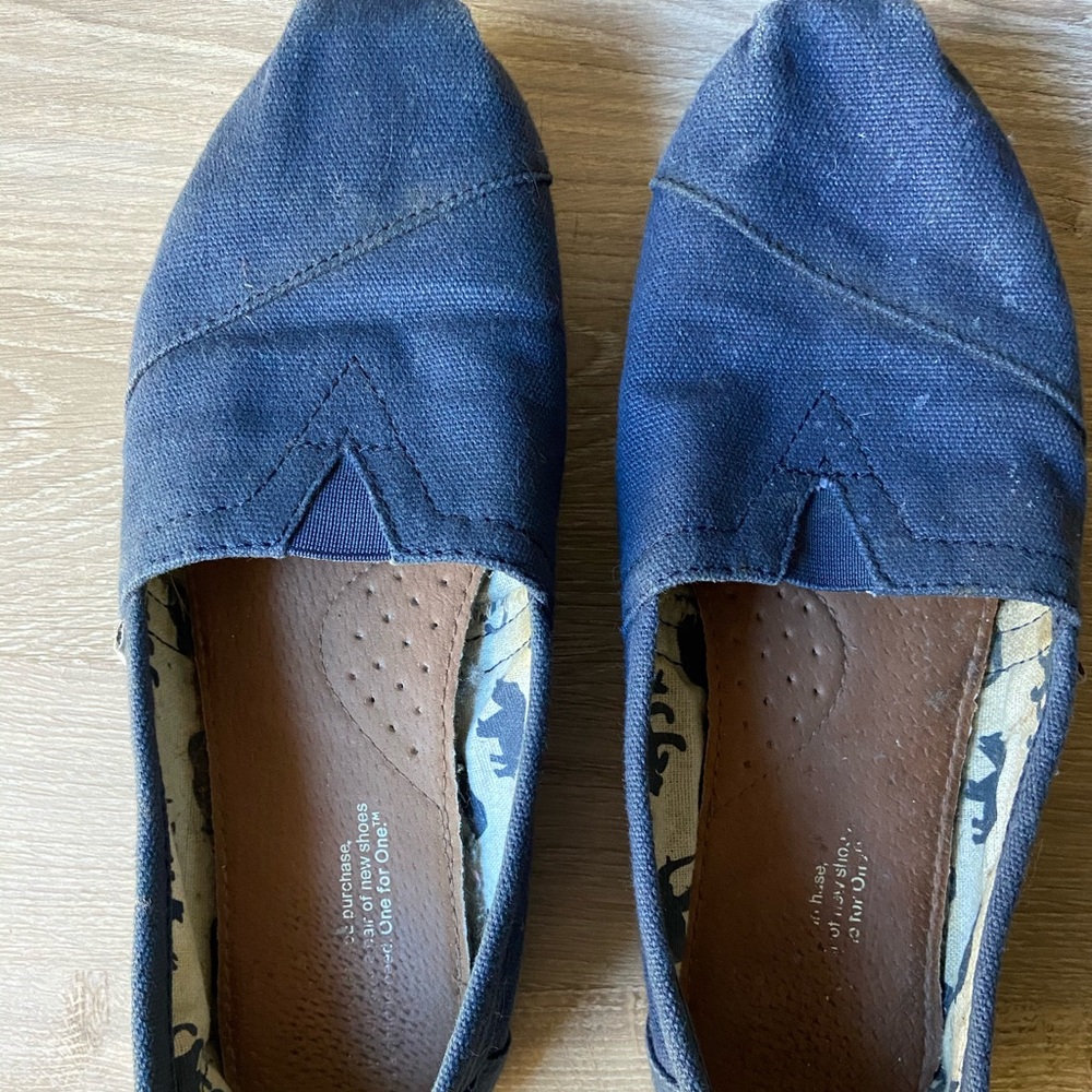 Toms navy blue slip one flats size 7